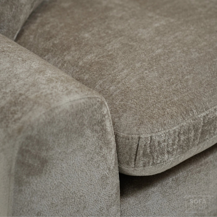Static Beige Fabric 2 Seater Couch With Removable Cushions, Static Design | Dent On RHF Arm | Genova | SHS 26 | The Sofa Shop