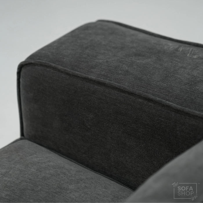 1 Seater Static Grey Fabric Sofa With Freestanding Flexibility | Tape Marks On Arms & Black Mark At Back | Vicenza | SHS 28 | The Sofa Shop