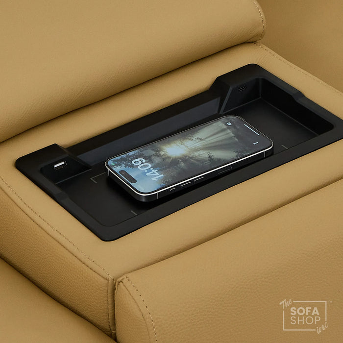 2 Seater Electric Recliner Sofa | Tan Real Leather | Turin