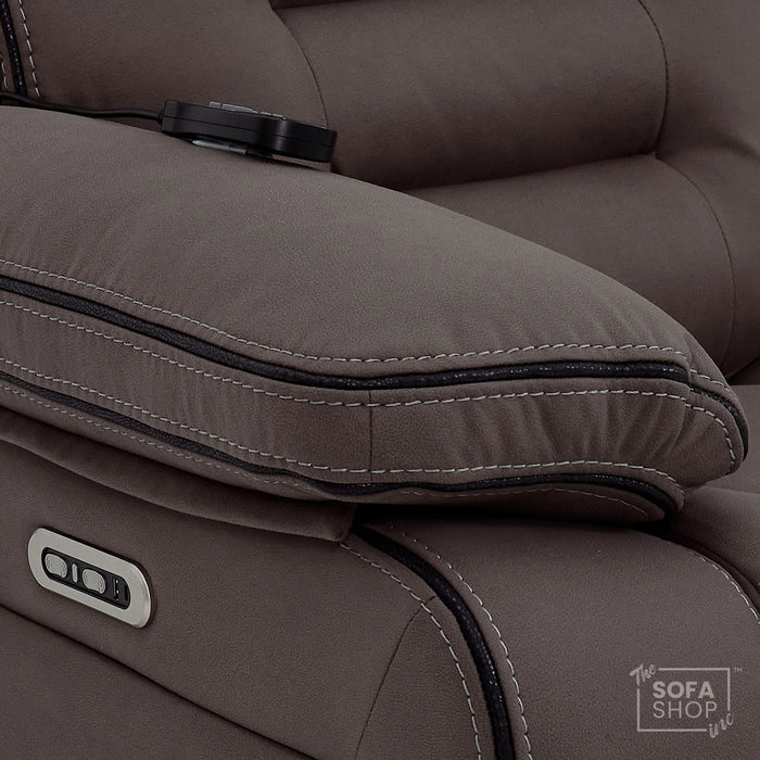 3 Seater Smart Tech Electric Recliner Cinema Sofa | Dark Brown Fabric | Tuscany