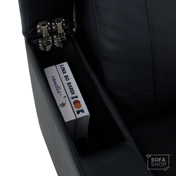 1 Seater Smart Tech Electric Recliner Cinema Chair | Luxury Theatre Seating | Black Real Leather | Rimini