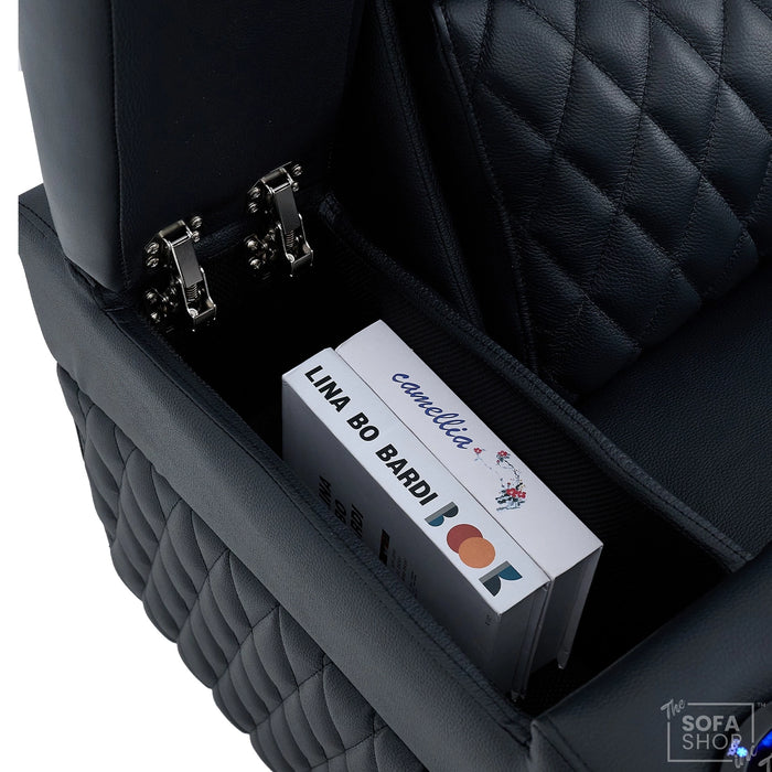 3 Seater Smart Tech Electric Recliner Cinema Sofa | Luxury Theatre Seating | Black Real Leather | Assisi