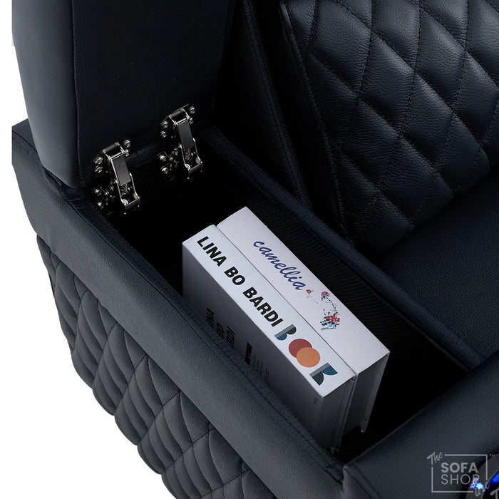 1 Seater Smart Tech Electric Recliner Cinema Chair | Luxury Theatre Seating | Black Real Leather | Assisi