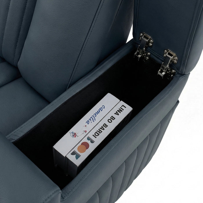 3 Seater Smart Tech Electric Recliner Cinema Sofa | Blue Real Leather | Capri