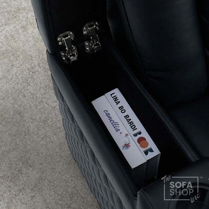 2 Seater Smart Tech Electric Recliner Cinema Sofa | Luxury Theatre Seating | Black Real Leather | Milano