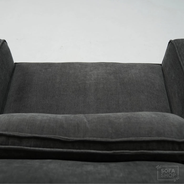 1 Seater Static Grey Fabric Sofa With Freestanding Flexibility | Tape Marks On Arms & Black Mark At Back | Vicenza | SHS 28 | The Sofa Shop