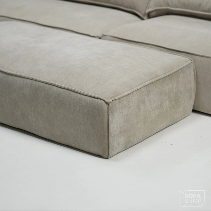 4 Seater Static Fabric Sofa & Footstool | RHF Stain, Back Damage & No Feet | Vicenza | SHS Sofa 27