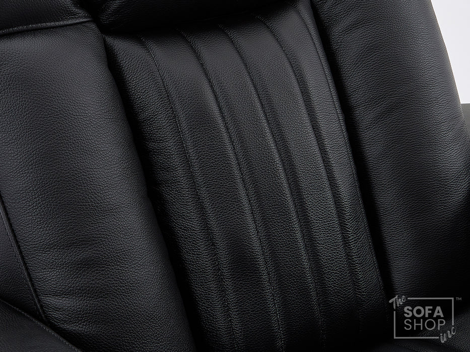 Capri Black Real Leather Smart Tech Electric Recliner Theatre Seating Chair | Cinema Chair