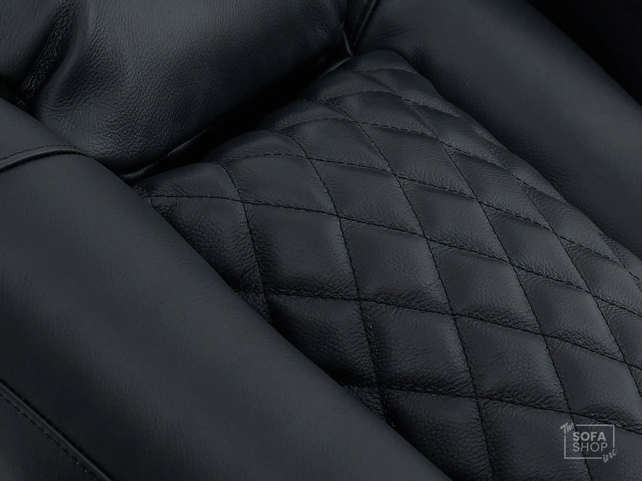 2 Seater Smart Tech Electric Recliner Cinema Sofa | Luxury Theatre Seating | Black Real Leather | Milano
