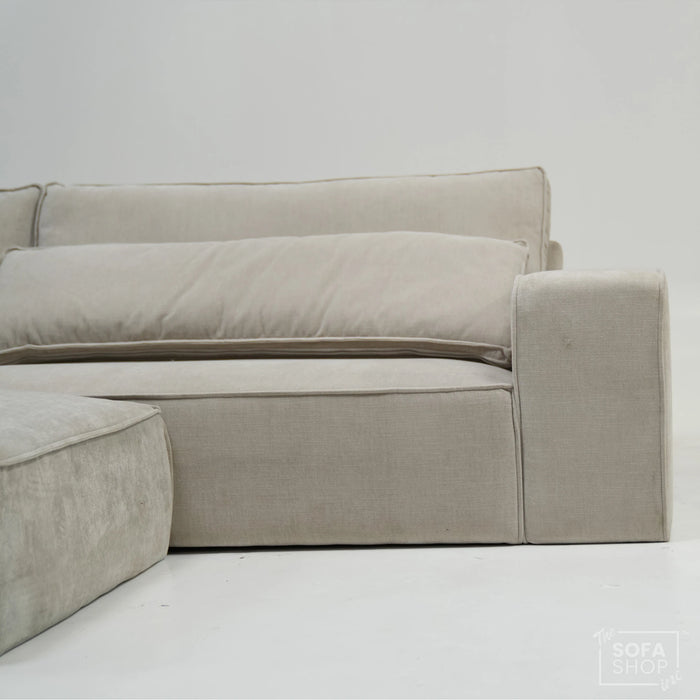 4 Seater Static Fabric Sofa & Footstool | RHF Stain, Back Damage & No Feet | Vicenza | SHS Sofa 27