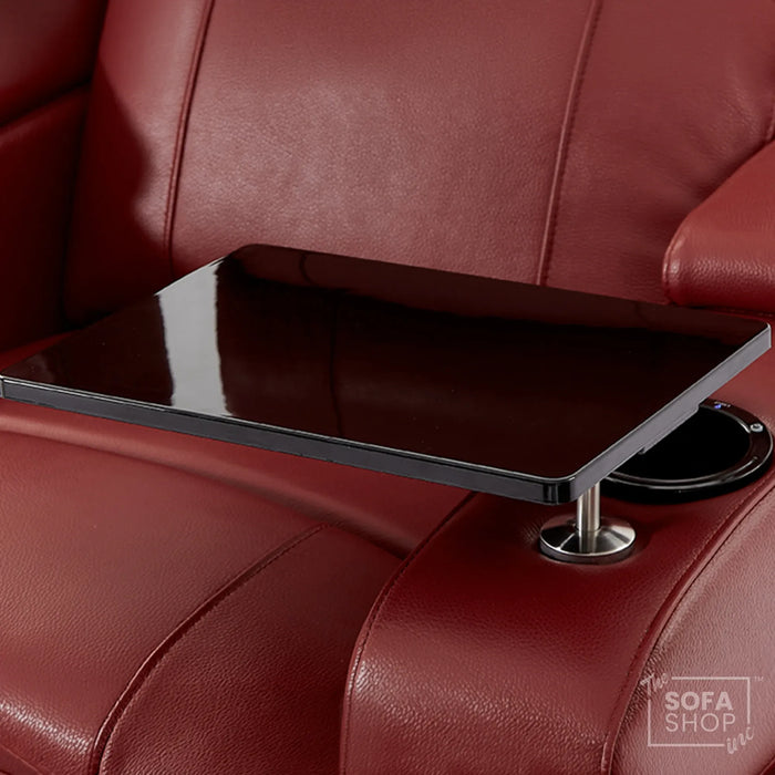2 Seater Smart Tech Electric Recliner Cinema Sofa | Luxury Theatre Seating | Red Real Leather | Rimini