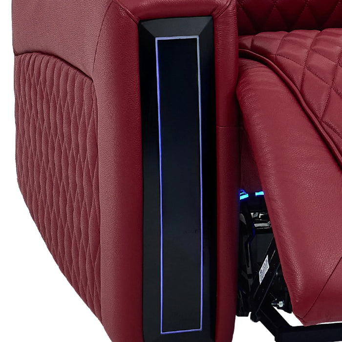 1 Seater Smart Tech Riser Recliner Cinema Chair | Luxury Theatre Seating | Red Real Leather | Assisi