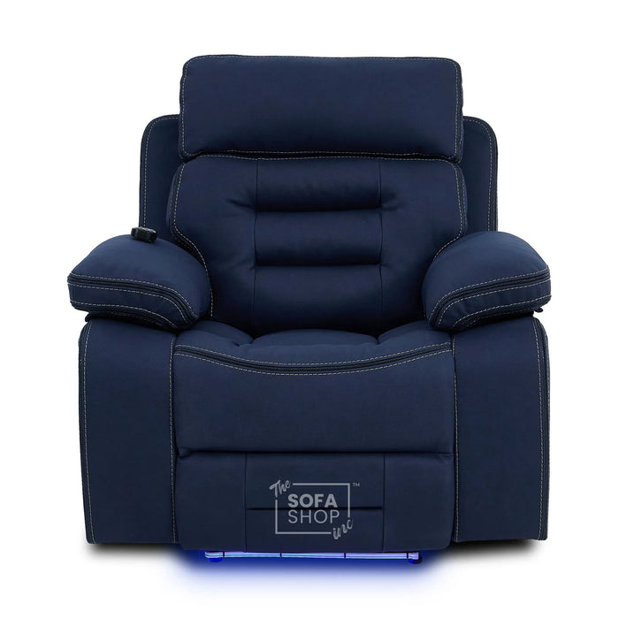 1 Seater Smart Tech Electric Recliner Cinema Chair | Blue Fabric | Tuscany