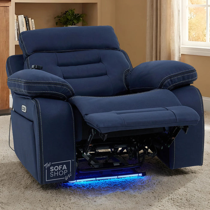 1 Seater Smart Tech Electric Recliner Cinema Chair | Blue Fabric | Tuscany