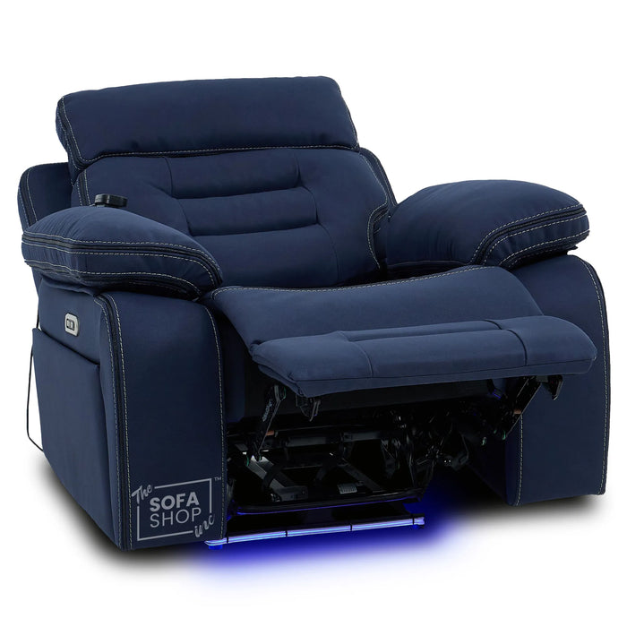 1 Seater Smart Tech Electric Recliner Cinema Chair | Blue Fabric | Tuscany