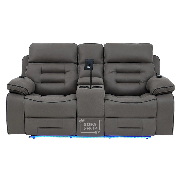 2 Seater Smart Tech Electric Recliner Cinema Sofa | Graphite Grey Fabric | Tuscany