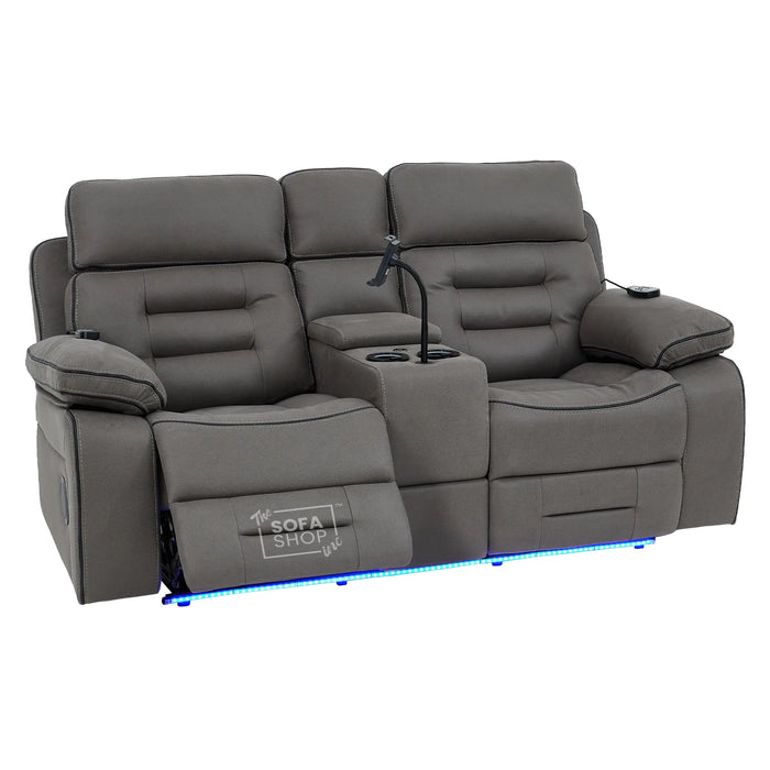 2 Seater Smart Tech Electric Recliner Cinema Sofa | Graphite Grey Fabric | Tuscany