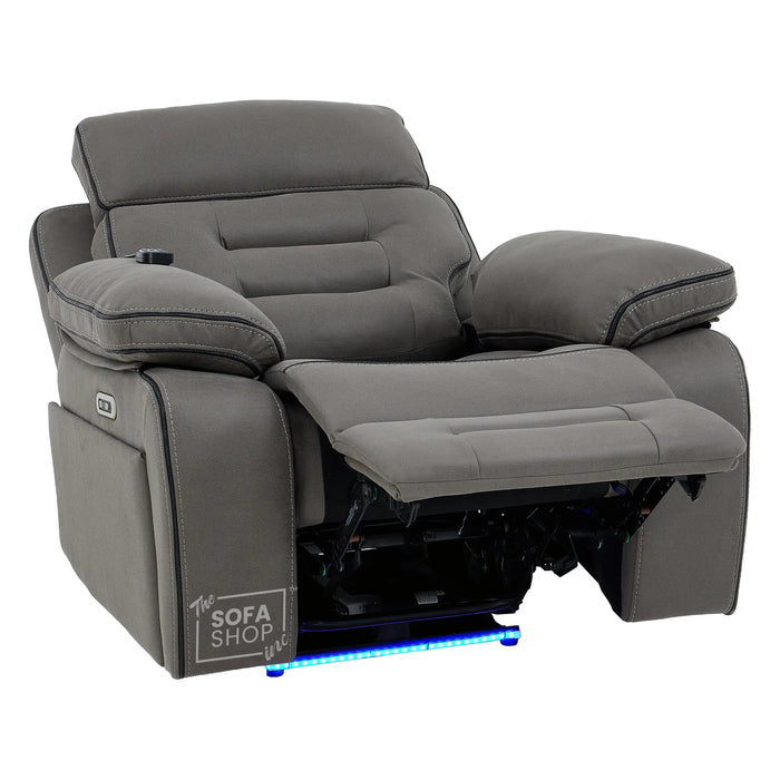 1 Seater Smart Tech Electric Recliner Cinema Chair | Graphite Grey Fabric | Tuscany
