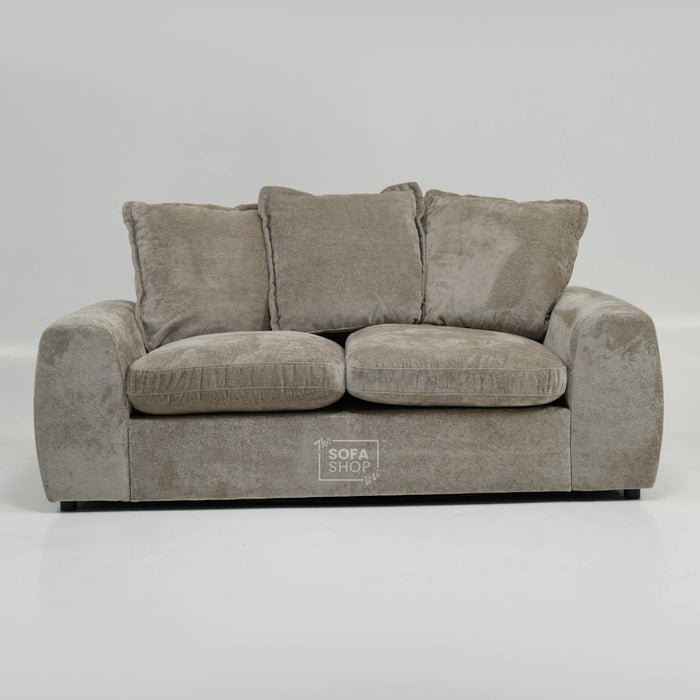 2 Seater Beige Static Sofa With Removable Cushions | Dent On LHF Arm | Genova | SHS 29 | The Sofa Shop