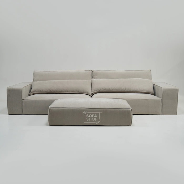 4 Seater Static Fabric Sofa & Footstool | RHF Stain, Back Damage & No Feet | Vicenza | SHS Sofa 27