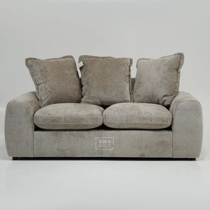 Static Beige Fabric 2 Seater Couch With Removable Cushions, Static Design | Dent On RHF Arm | Genova | SHS 26 | The Sofa Shop