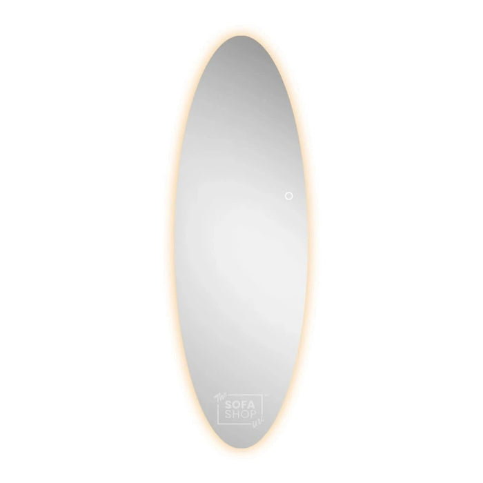 Frameless Oval Wall Mirror with Adjustable Acrylic Lampshade - 70x180cm