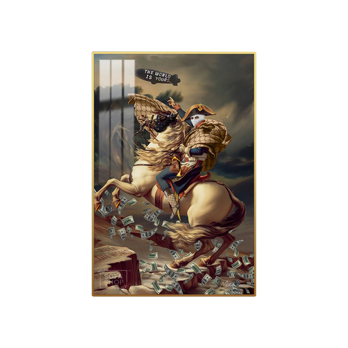 'The World Is Yours' Horse & Rider LED Canvas | 100x150cm | Gold or Black Frame