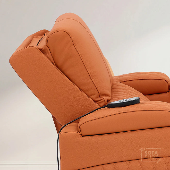 1 Seater Smart Tech Electric Recliner Cinema Chair | Luxury Theatre Seating | Orange Real Leather | Assisi
