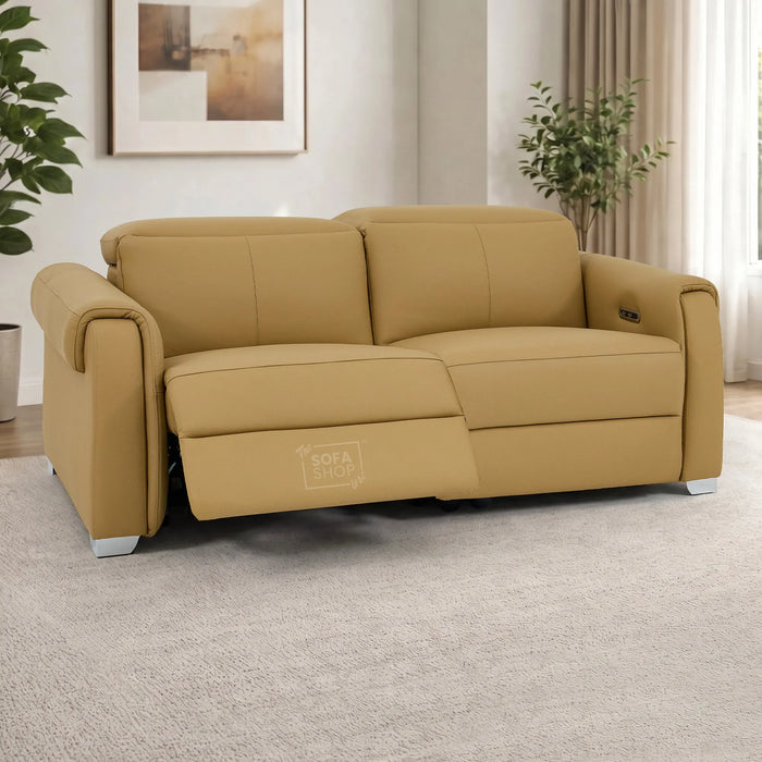 3 Seater Electric Recliner Sofa | Tan Real Leather | Turin