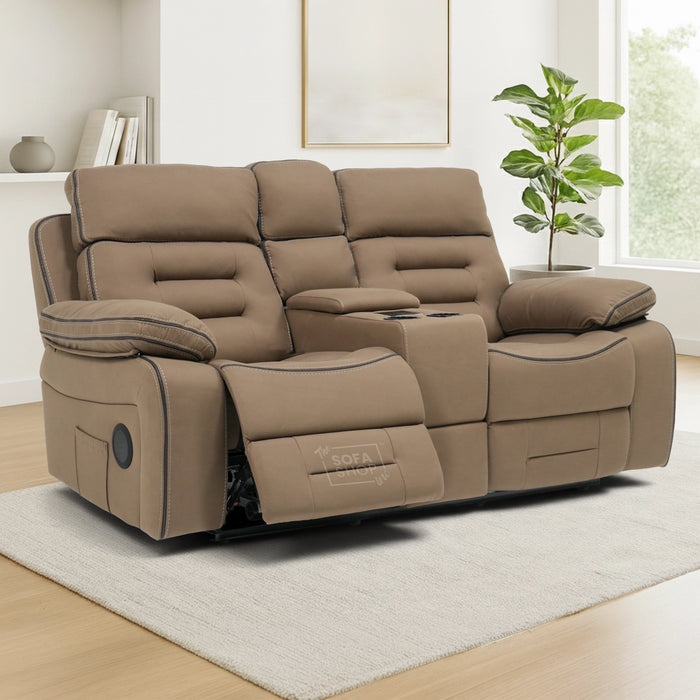 2 Seater Smart Tech Electric Recliner Cinema Sofa |Mocha Brown Fabric | Tuscany