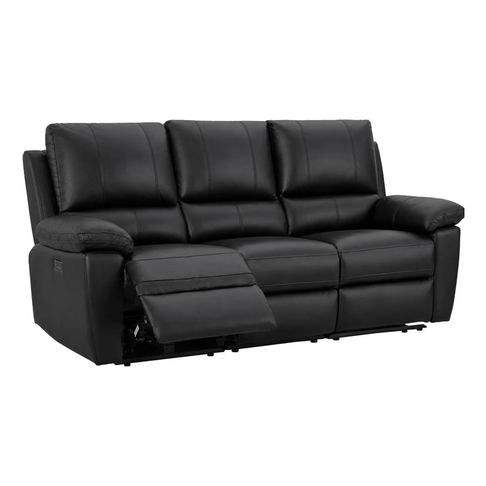 3 Seater Electric Recliner Sofa | Black Real Leather | Trento