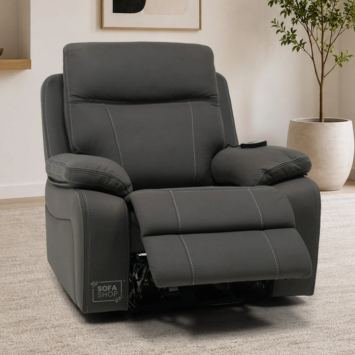 1 Seater Smart Tech Electric Recliner Cinema Chair | Grey Resilience Fabric | Sample | Vinsonova