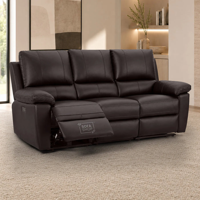 3 Seater Electric Recliner Sofa | Brown Real Leather | Trento