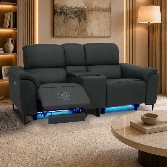 2 Seater Smart Cinema Recliner Sofa | Dark Blue Real Leather | Torino