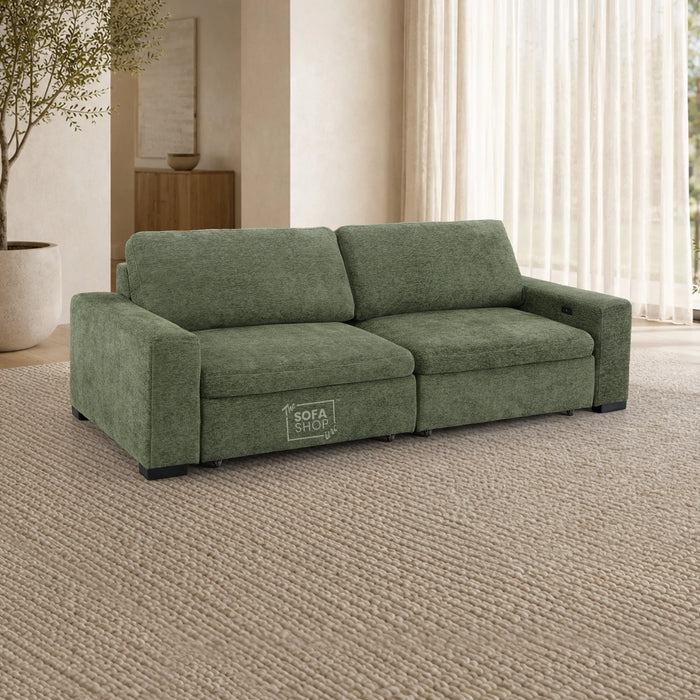 2 Wide Seat Green Electric Sliding Sofa | Palma