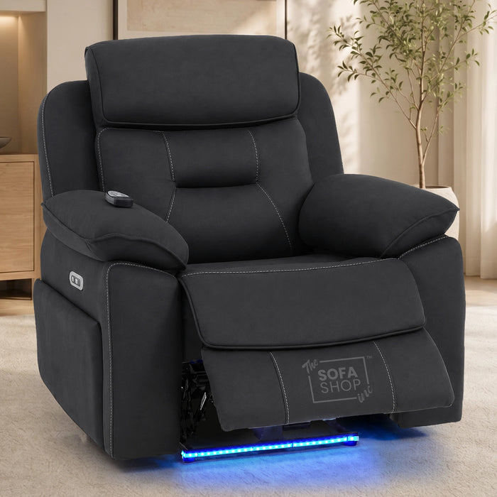 1 Seater Smart Tech Electric Recliner Cinema Chair | Charcoal Grey Fabric | Florence