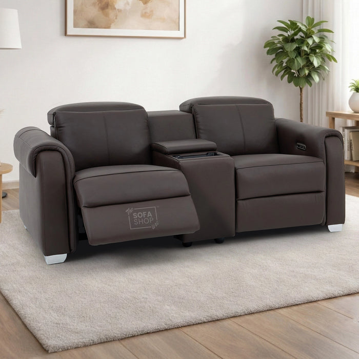 2 Seater Electric Recliner Sofa | Brown Real Leather | Turin
