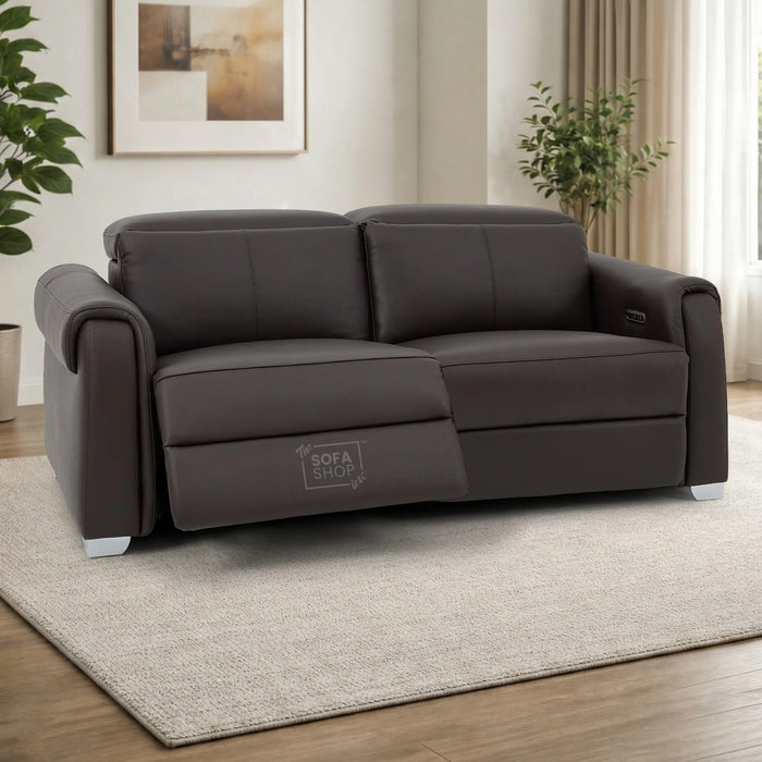 3 Seater Electric Recliner Sofa | Brown Real Leather | Turin