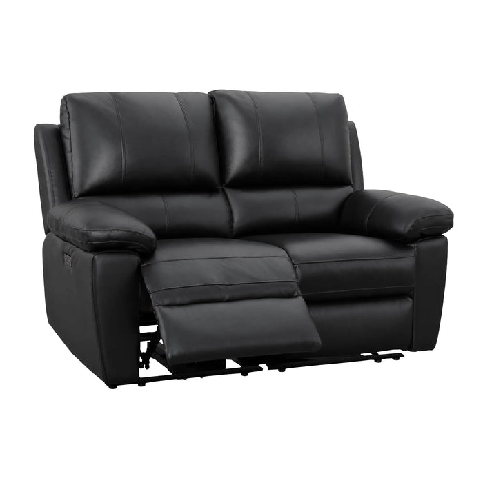2 Seater Electric Recliner Sofa | Black Real Leather | Trento