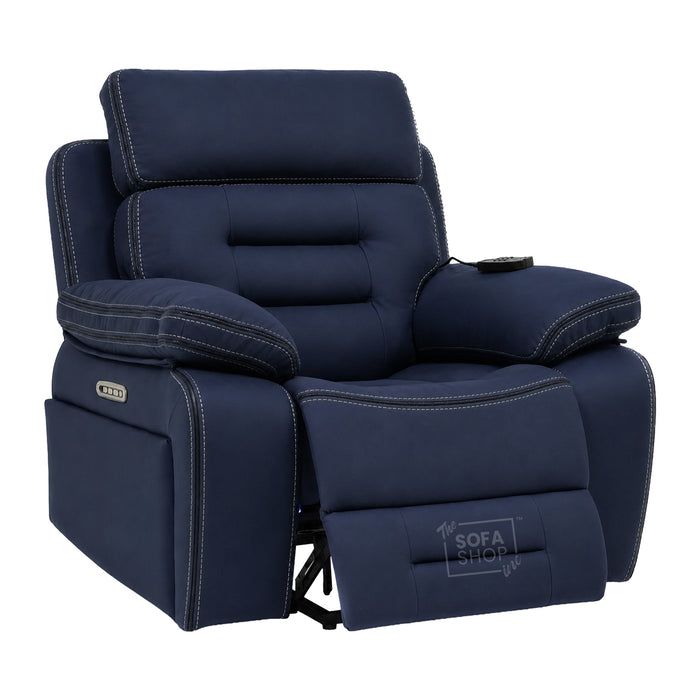 1 Seater Smart Tech Riser Recliner Cinema Chair | Blue Fabric | Tuscany