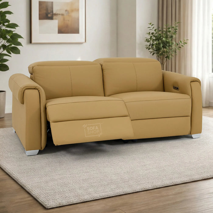 3 Seater Electric Recliner Sofa | Tan Real Leather | Turin