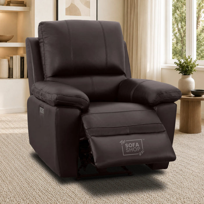 1 Seater Electric Recliner Chair | Brown Real Leather | Trento