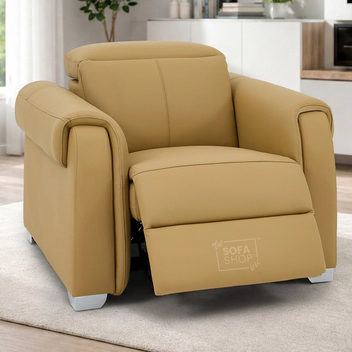 1 Seater Electric Recliner Chair | Tan Real Leather | Turin