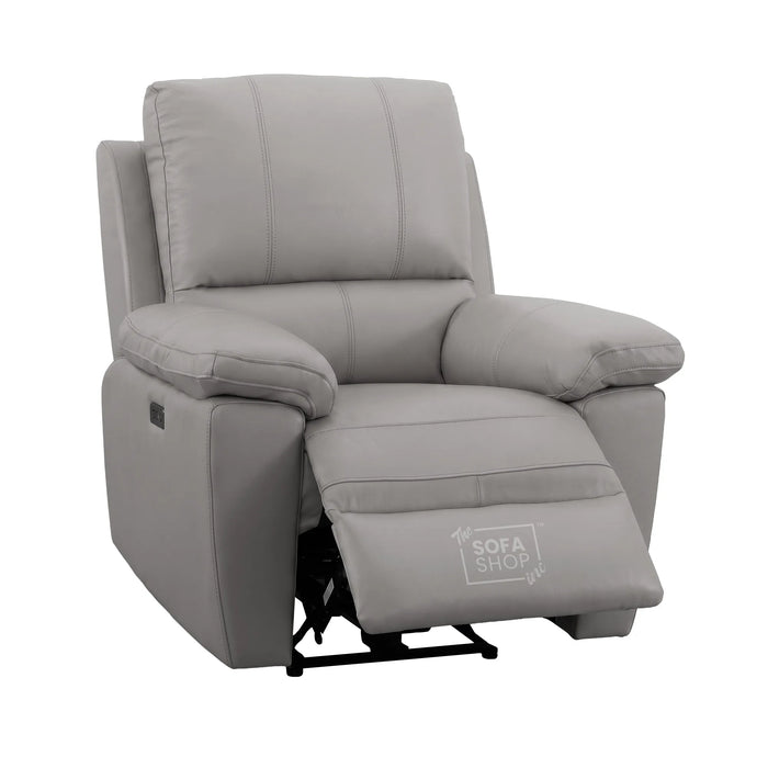 1 Seater Electric Recliner Chair | Grey Real Leather | Trento