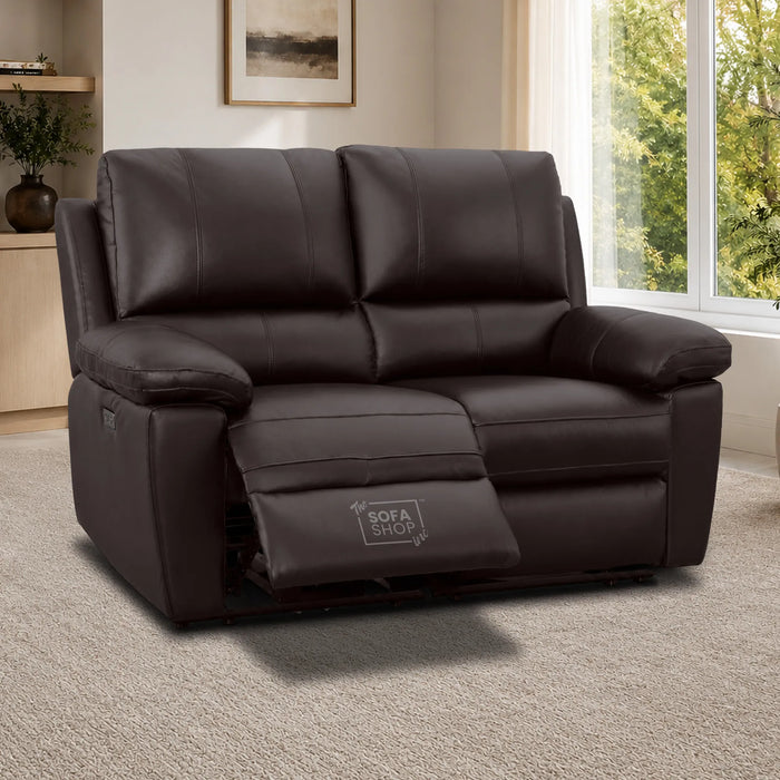 2 Seater Electric Recliner Sofa | Brown Real Leather | Trento