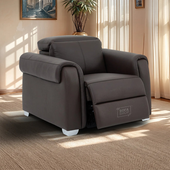 1 Seater Electric Recliner Chair | Brown Real Leather | Turin