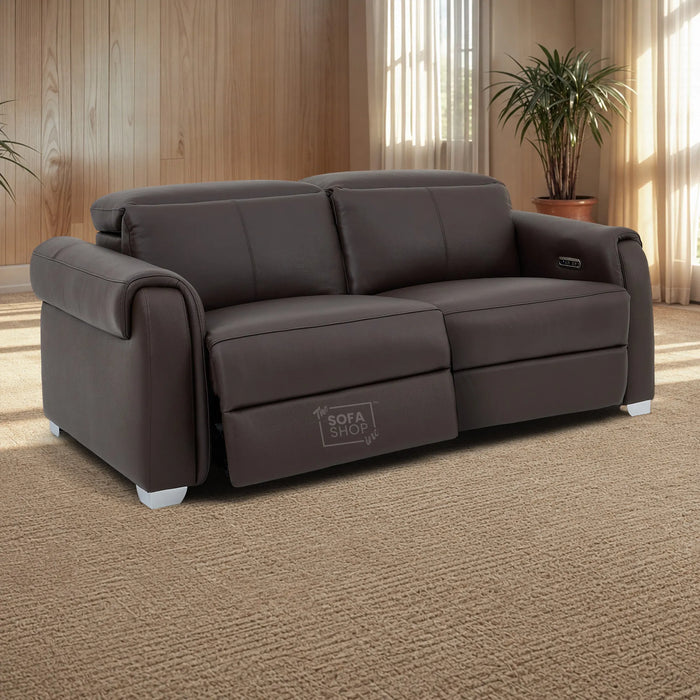 3 Seater Electric Recliner Sofa | Brown Real Leather | Turin