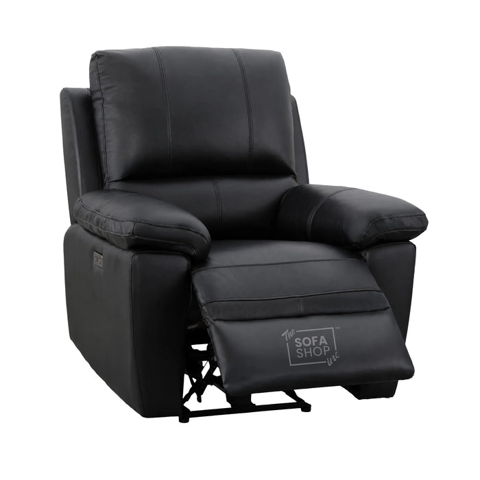 1 Seater Electric Recliner Chair | Black Real Leather | Trento