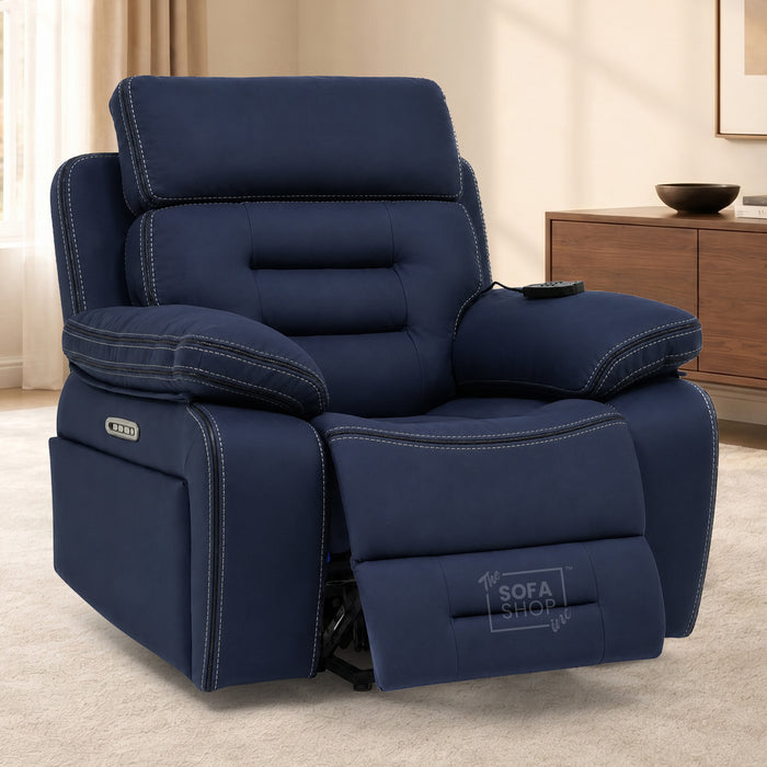 1 Seater Smart Tech Riser Recliner Cinema Chair | Blue Fabric | Tuscany