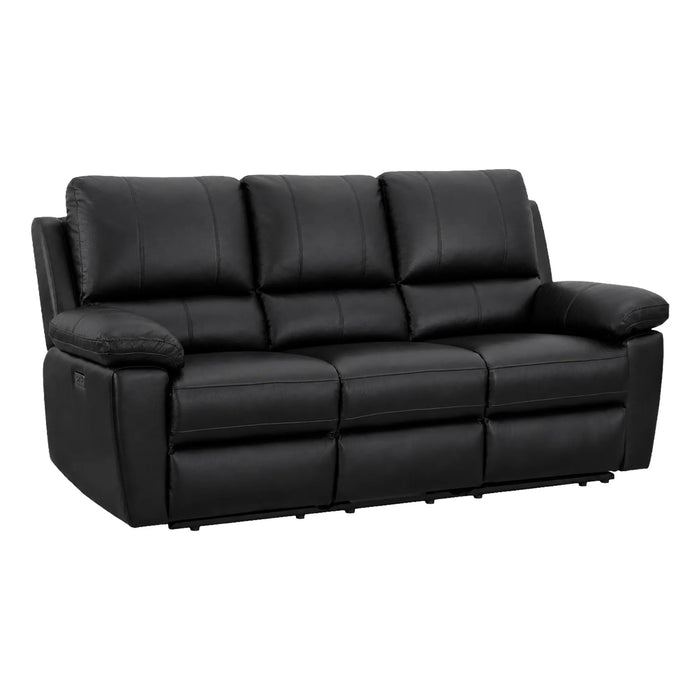 3 Seater Electric Recliner Sofa | Black Real Leather | Trento